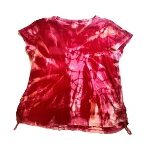 Tie dye adjustable drawstring blouse